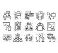 Business presentation line icons.